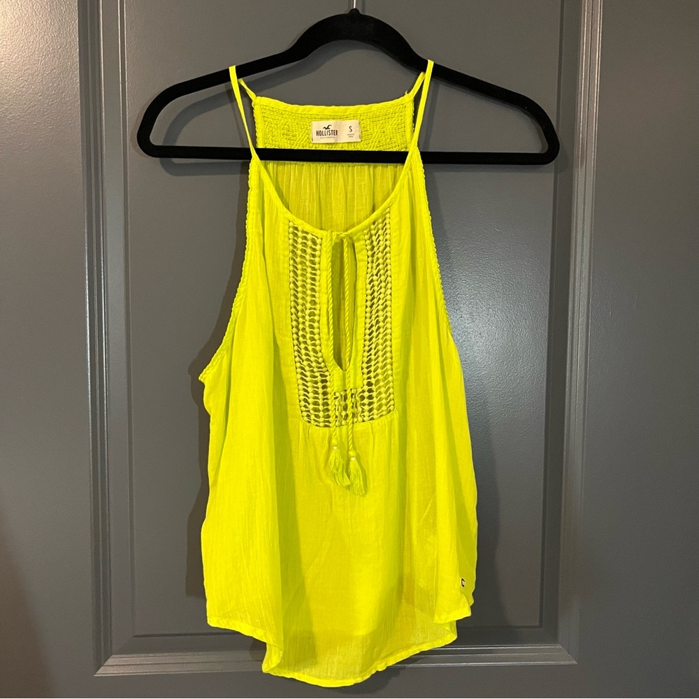 Hollister Sheer Top with crochet details in the front and back